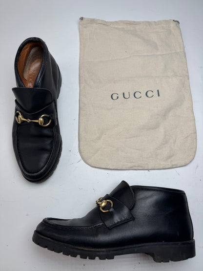 Vintage Gucci Leather Boots Horsebit Black