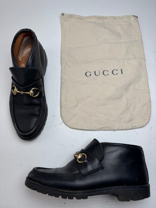 Vintage Gucci Leather Boots Horsebit Black
