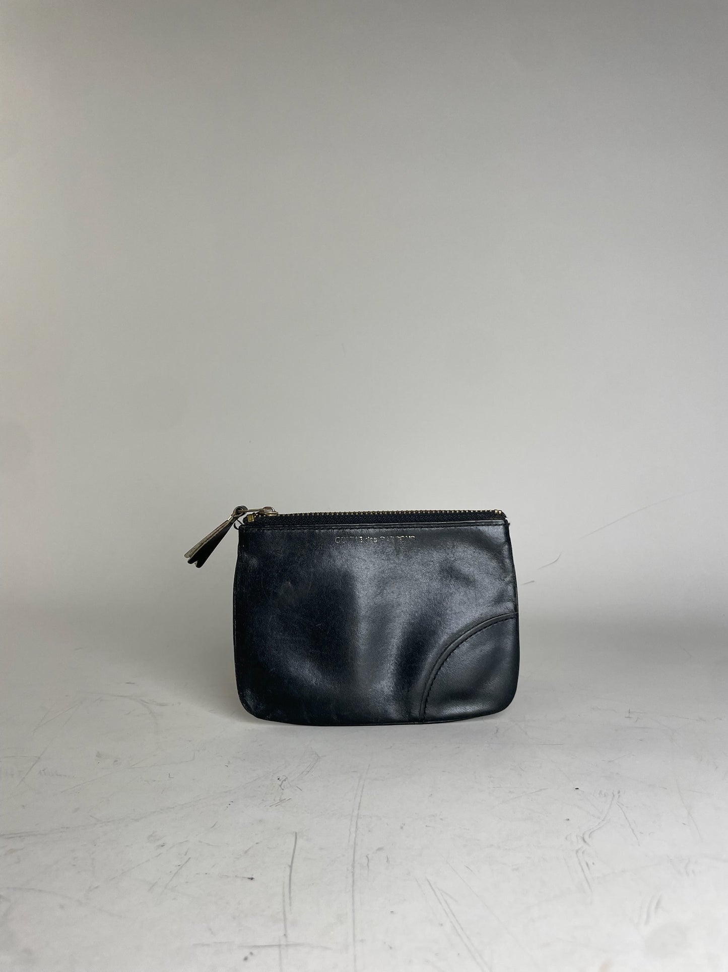 Vintage Comme des Garçons Leather Pouch Black Gold-Tone Zip