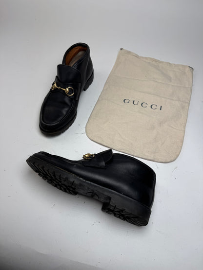 Vintage Gucci Leather Boots Horsebit Black