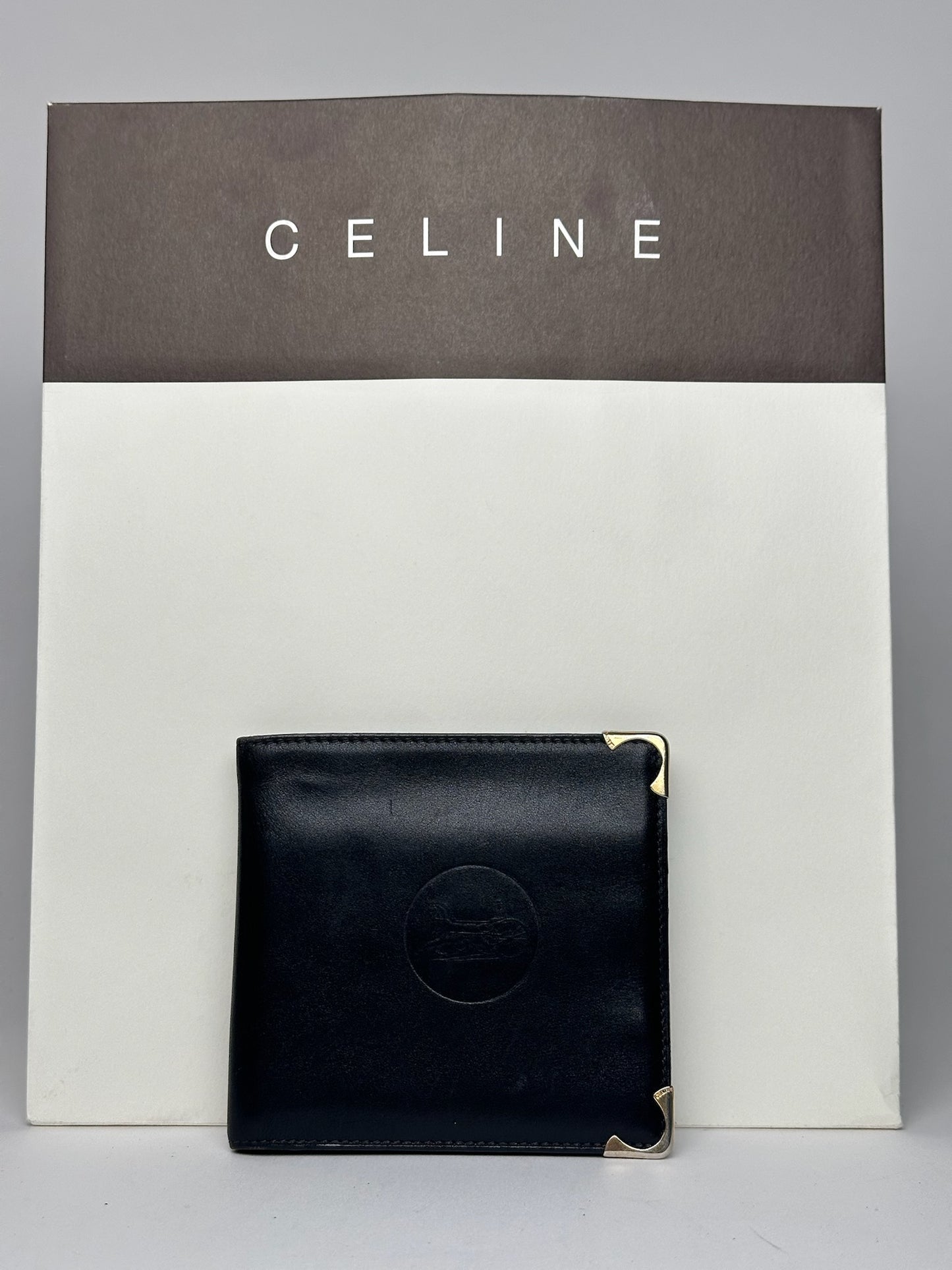 Vintage Celine Paris Leather foldable wallet black