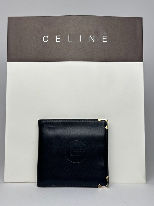 Vintage Celine Paris Leather foldable wallet black