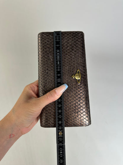 Vintage Vivienne Westwood Leather Wallet Bronze Gold-tone Clasp