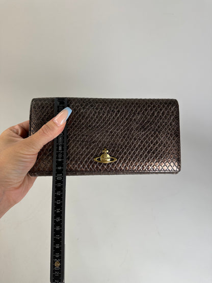 Vintage Vivienne Westwood Leather Wallet Bronze Gold-tone Clasp