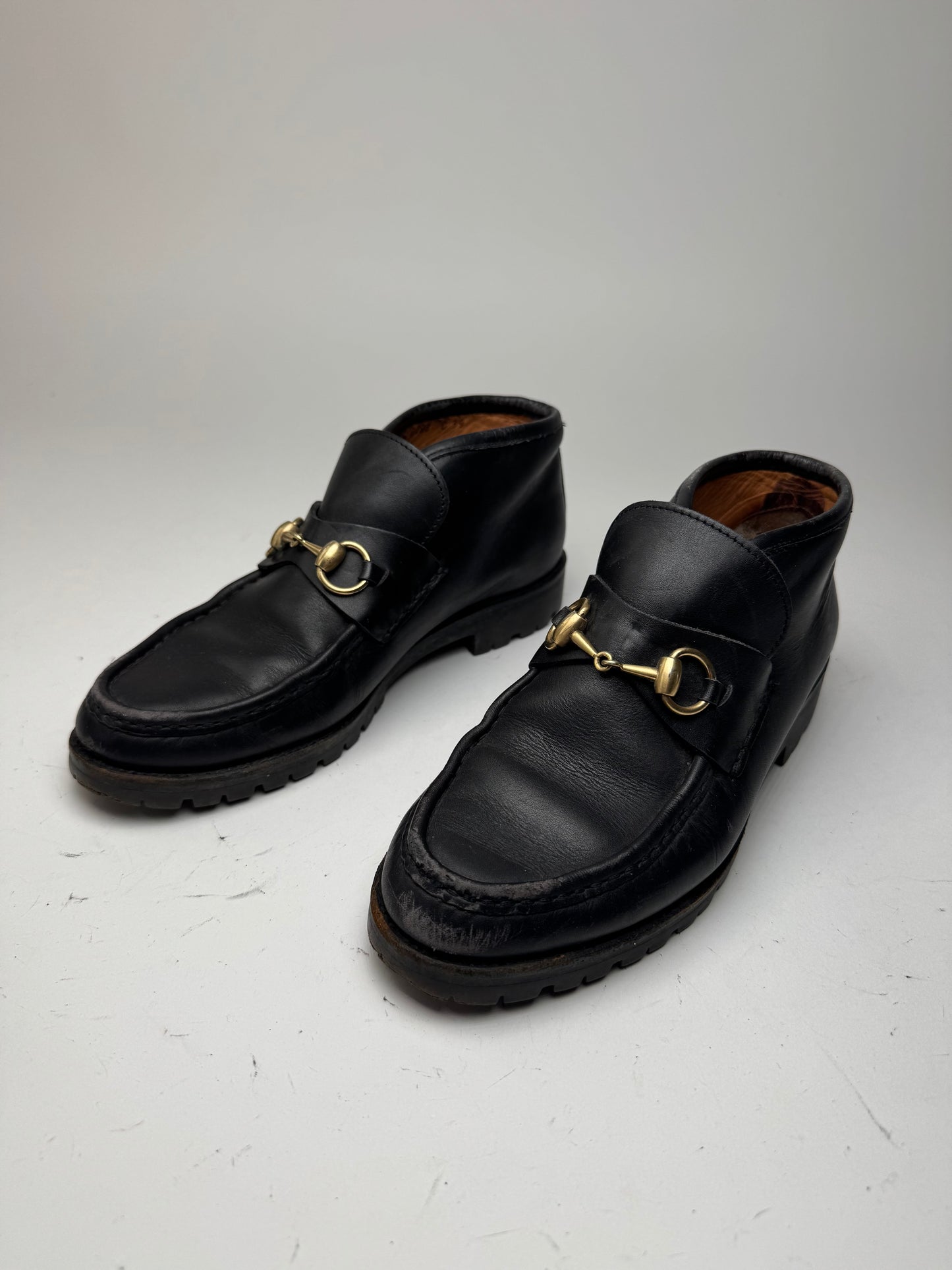 Vintage Gucci Leather Boots Horsebit Black