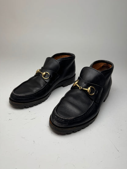 Vintage Gucci Leather Boots Horsebit Black