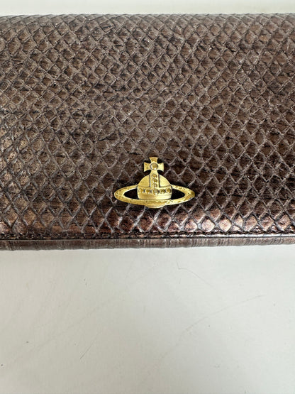 Vintage Vivienne Westwood Leather Wallet Bronze Gold-tone Clasp