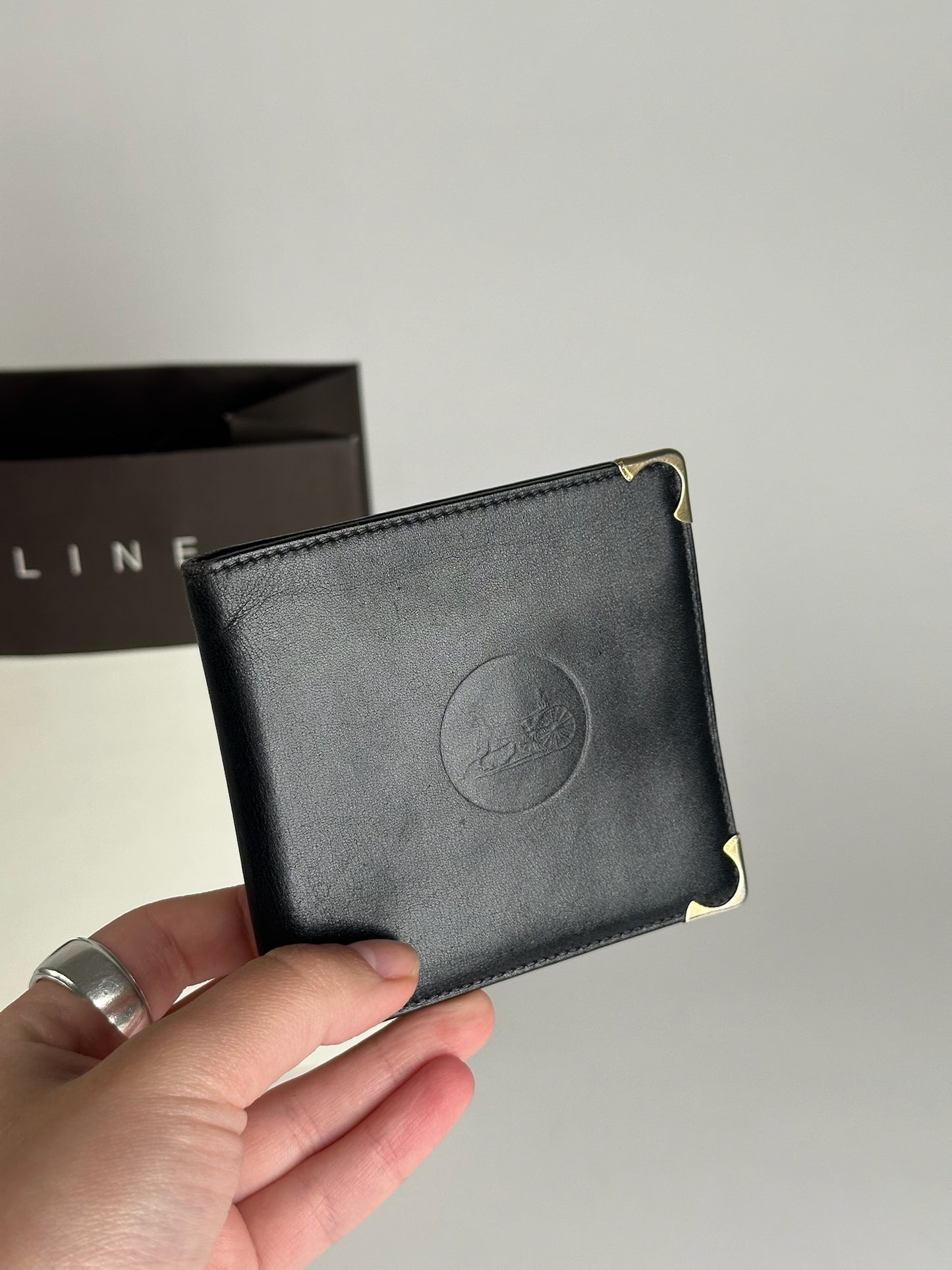 Vintage Celine Paris Leather foldable wallet black