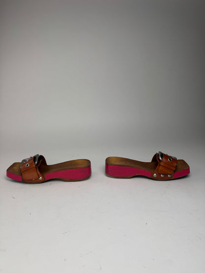Vintage Marni Wooden Sandals Pink brown EU37