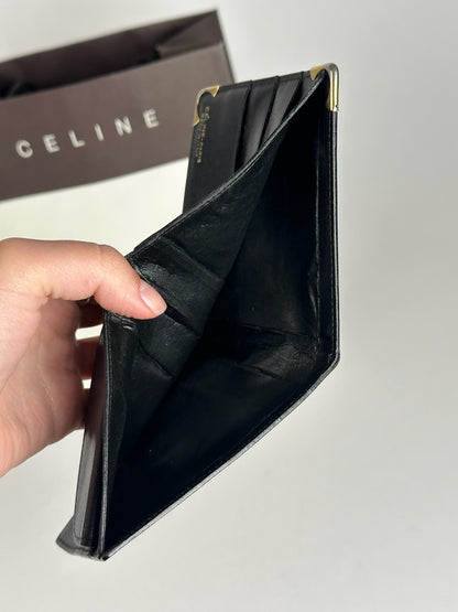 Vintage Celine Paris Leather foldable wallet black