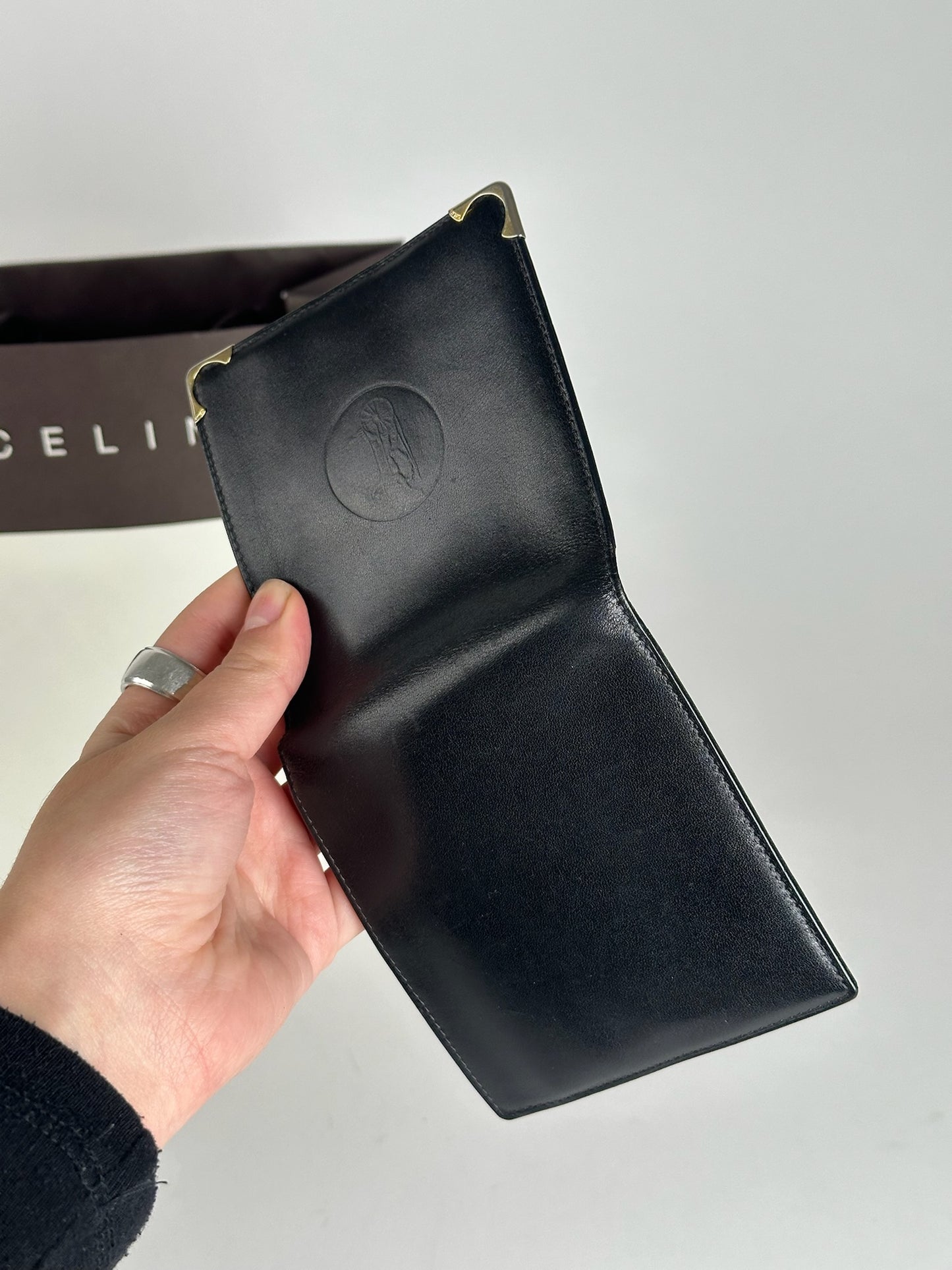 Vintage Celine Paris Leather foldable wallet black