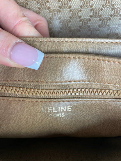 Vintage Celine Monogram leather Shoulder Bag beige Brown