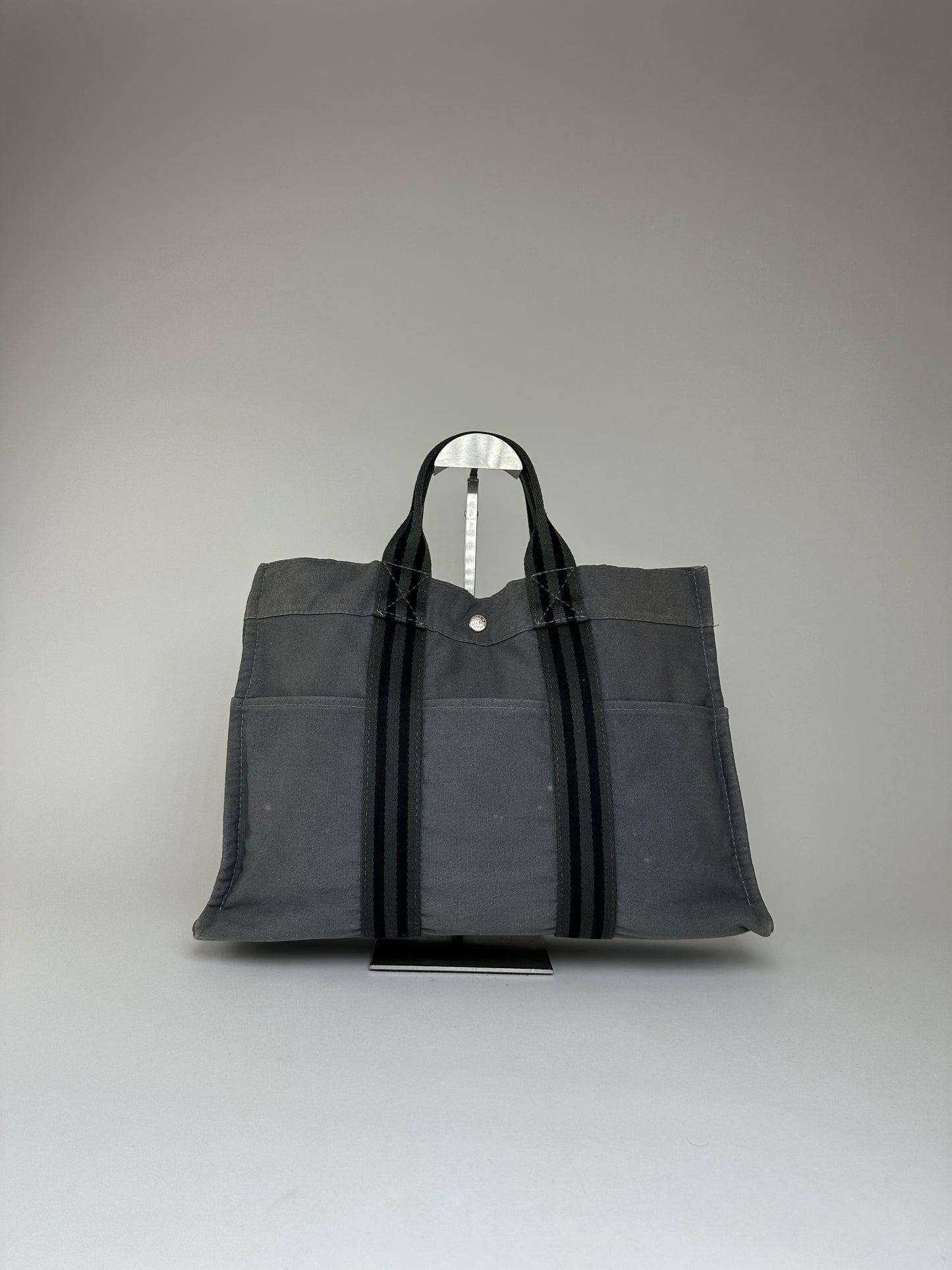 Vintage HERMÈS Canvas Tote Bag Grey