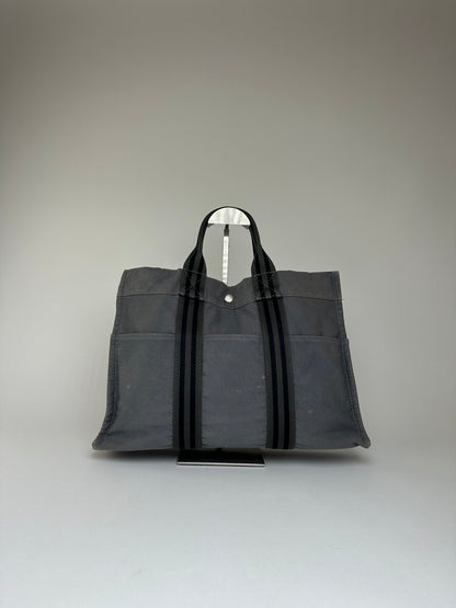 Vintage HERMÈS Canvas Tote Bag Grey