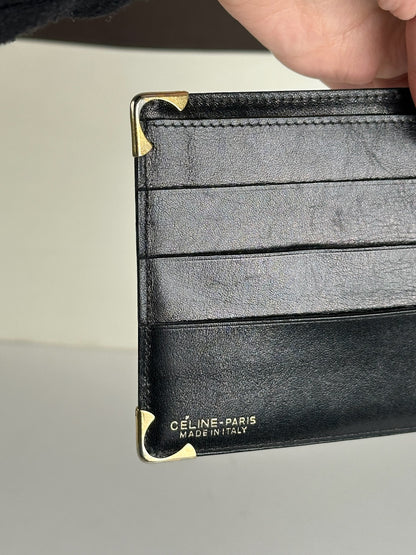 Vintage Celine Paris Leather foldable wallet black