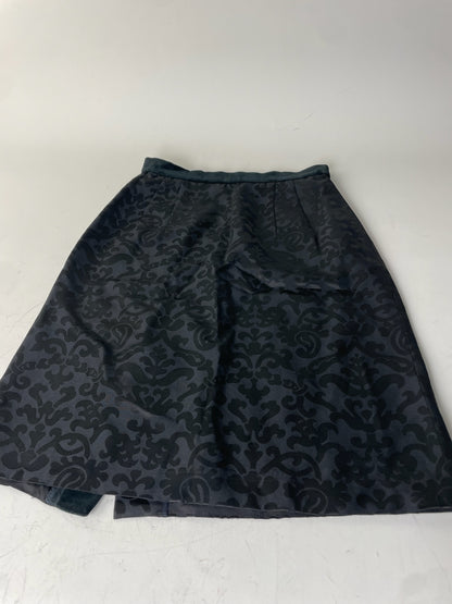 Vintage Balenciaga Silk Skirt Black Velvet Waistband