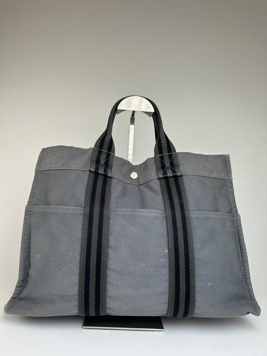 Vintage HERMÈS Canvas Tote Bag Grey