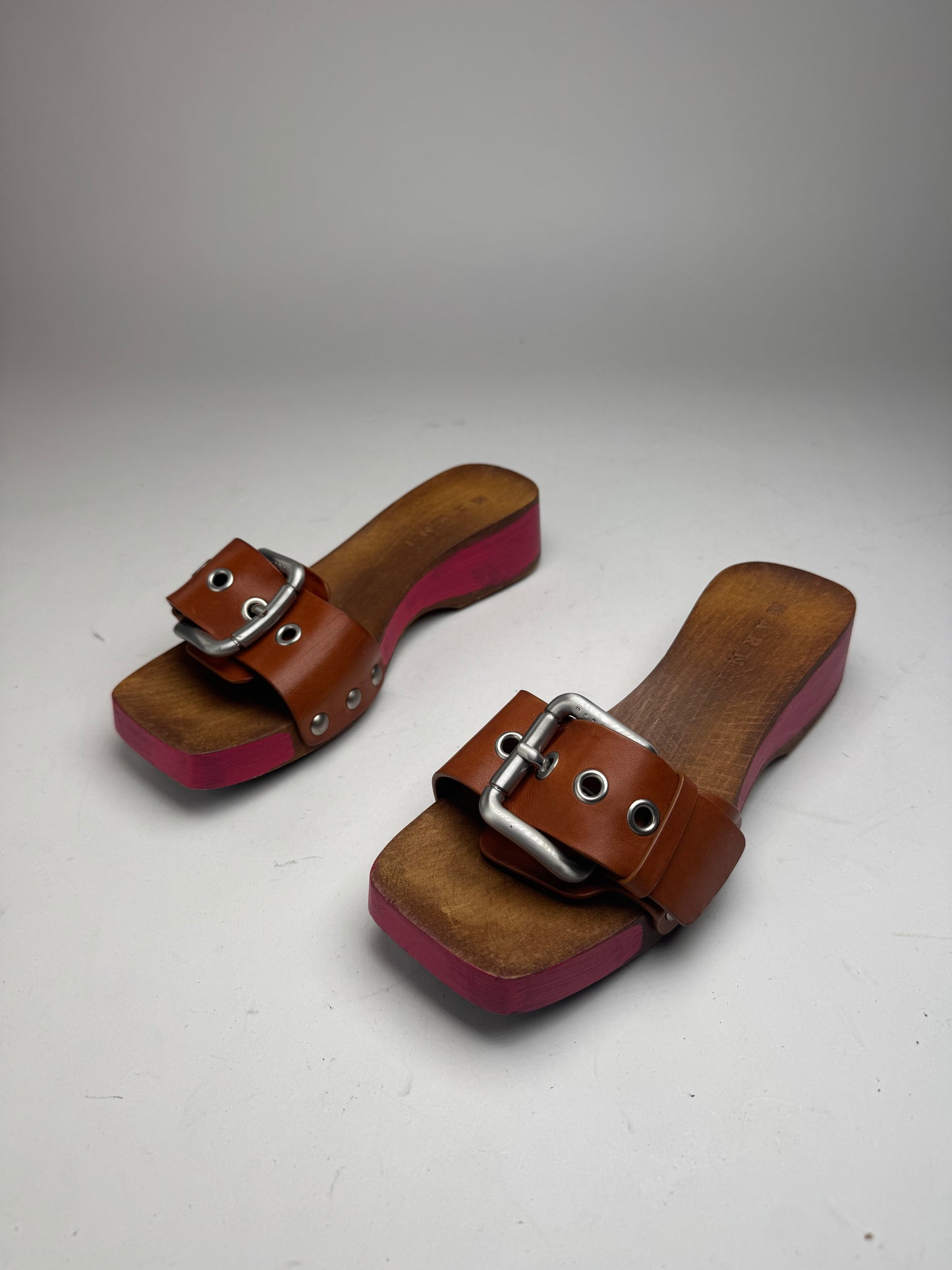 Vintage Marni Wooden Sandals Pink brown EU37