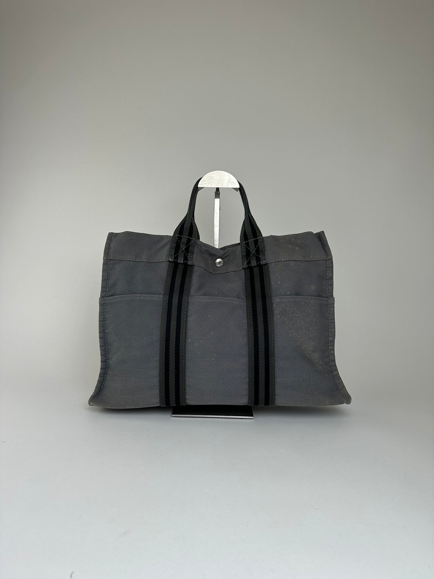 Vintage HERMÈS Canvas Tote Bag Grey