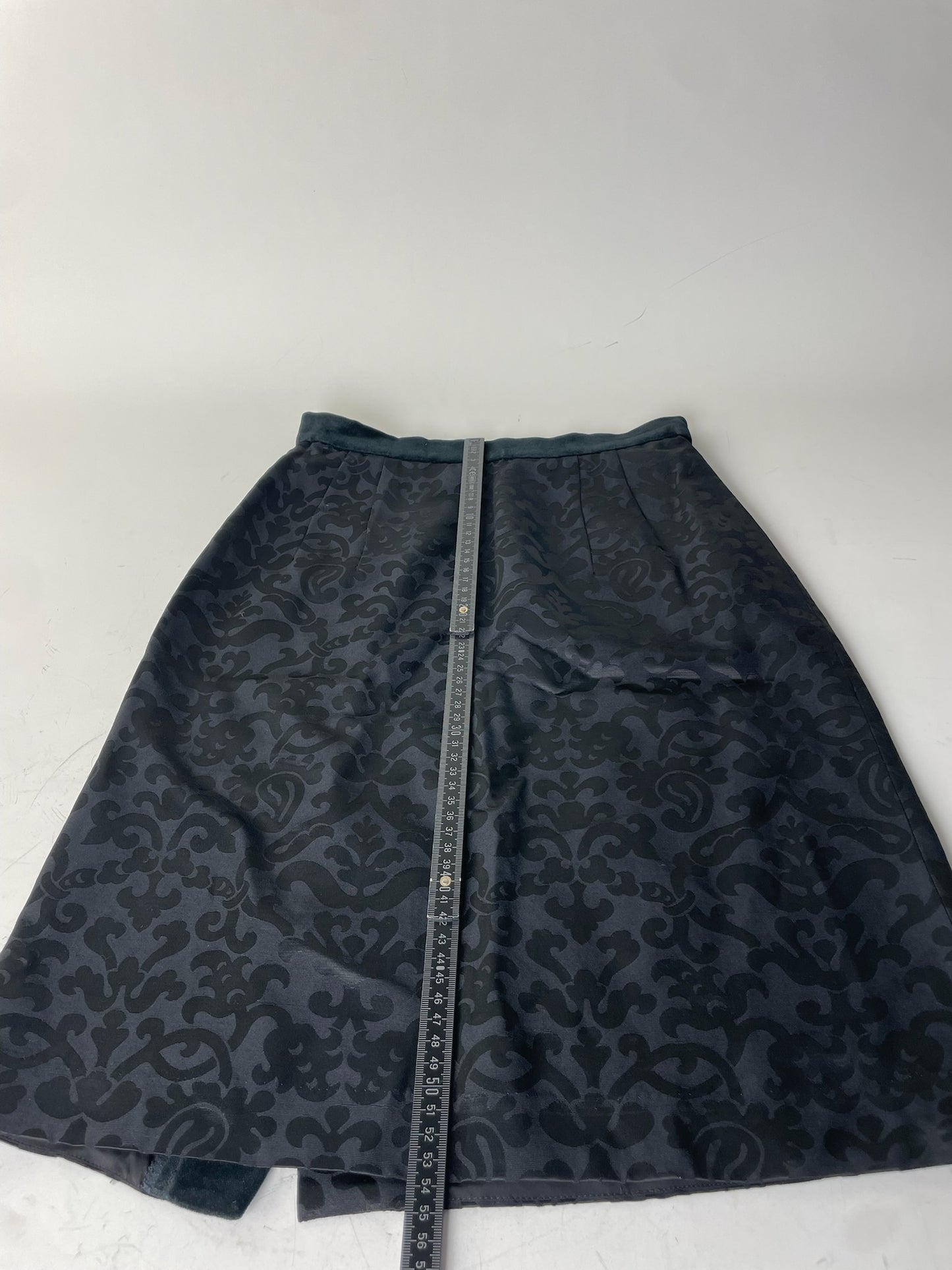 Vintage Balenciaga Silk Skirt Black Velvet Waistband