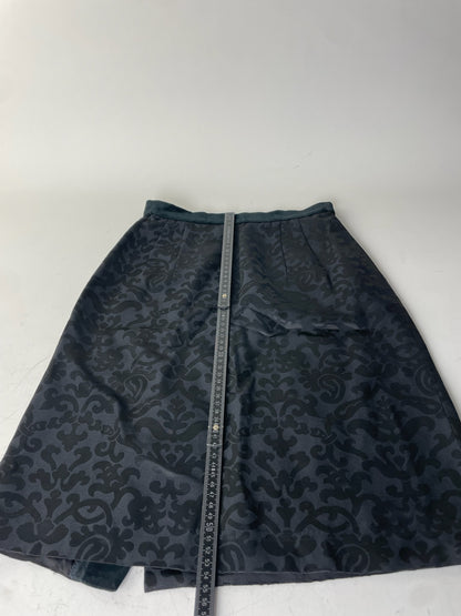 Vintage Balenciaga Silk Skirt Black Velvet Waistband