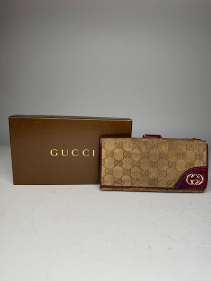Vintage Gucci Monogram Wallet Beige Purple