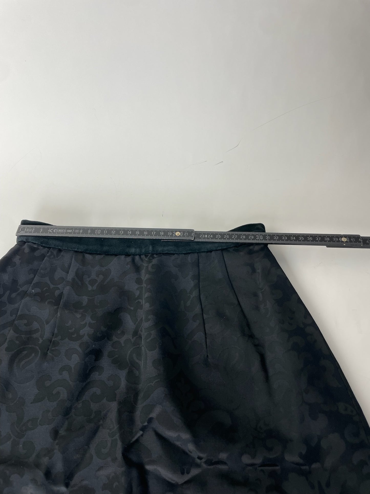 Vintage Balenciaga Silk Skirt Black Velvet Waistband