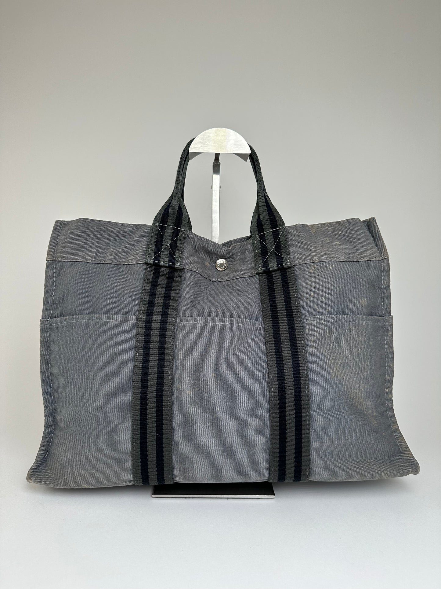 Vintage HERMÈS Canvas Tote Bag Grey