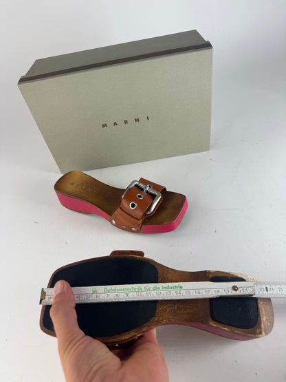 Vintage Marni Wooden Sandals Pink brown EU37