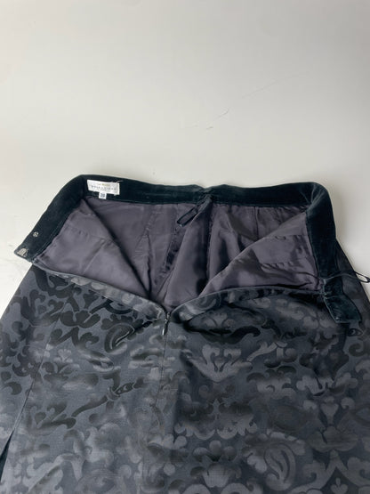Vintage Balenciaga Silk Skirt Black Velvet Waistband