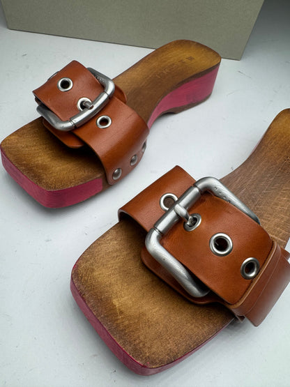 Vintage Marni Wooden Sandals Pink brown EU37