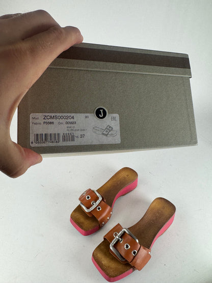 Vintage Marni Wooden Sandals Pink brown EU37