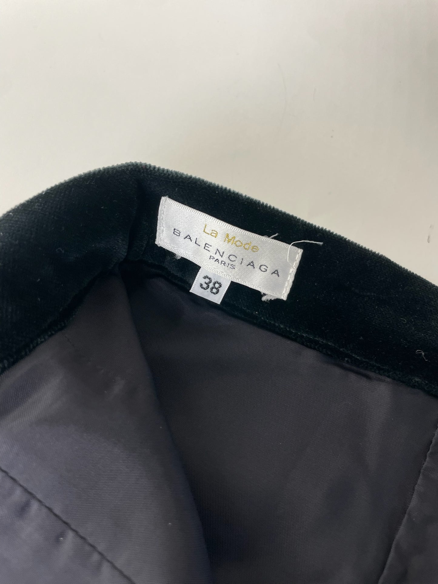 Vintage Balenciaga Silk Skirt Black Velvet Waistband