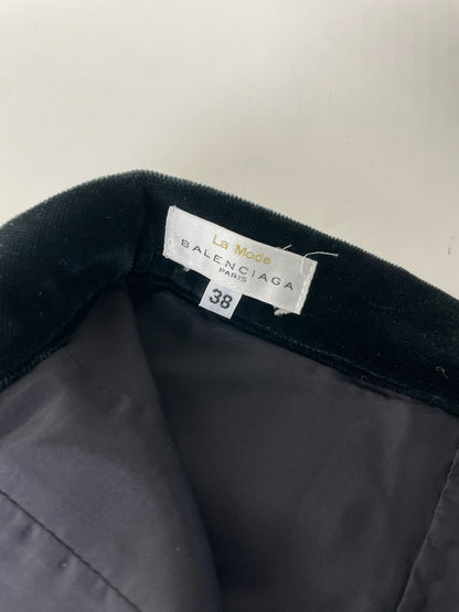 Vintage Balenciaga Silk Skirt Black Velvet Waistband