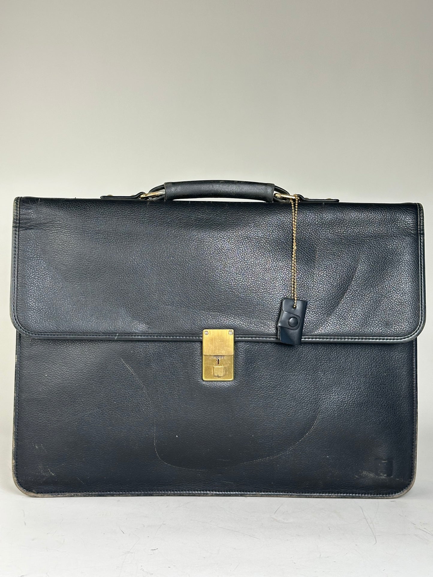 Vintage Givenchy Structured Leather Briefcase Black Gold