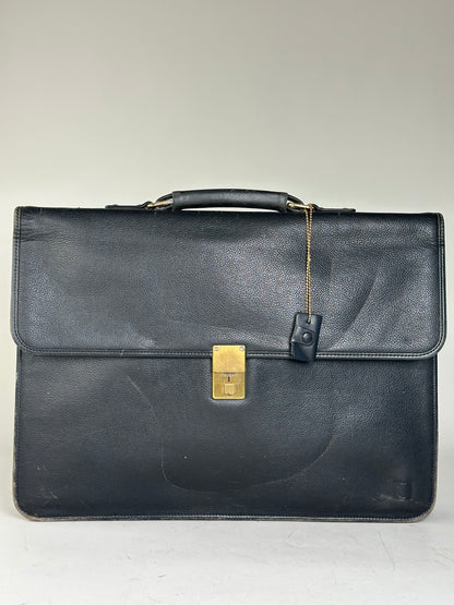 Vintage Givenchy Structured Leather Briefcase Black Gold