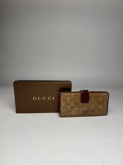 Vintage Gucci Monogram Wallet Beige Purple
