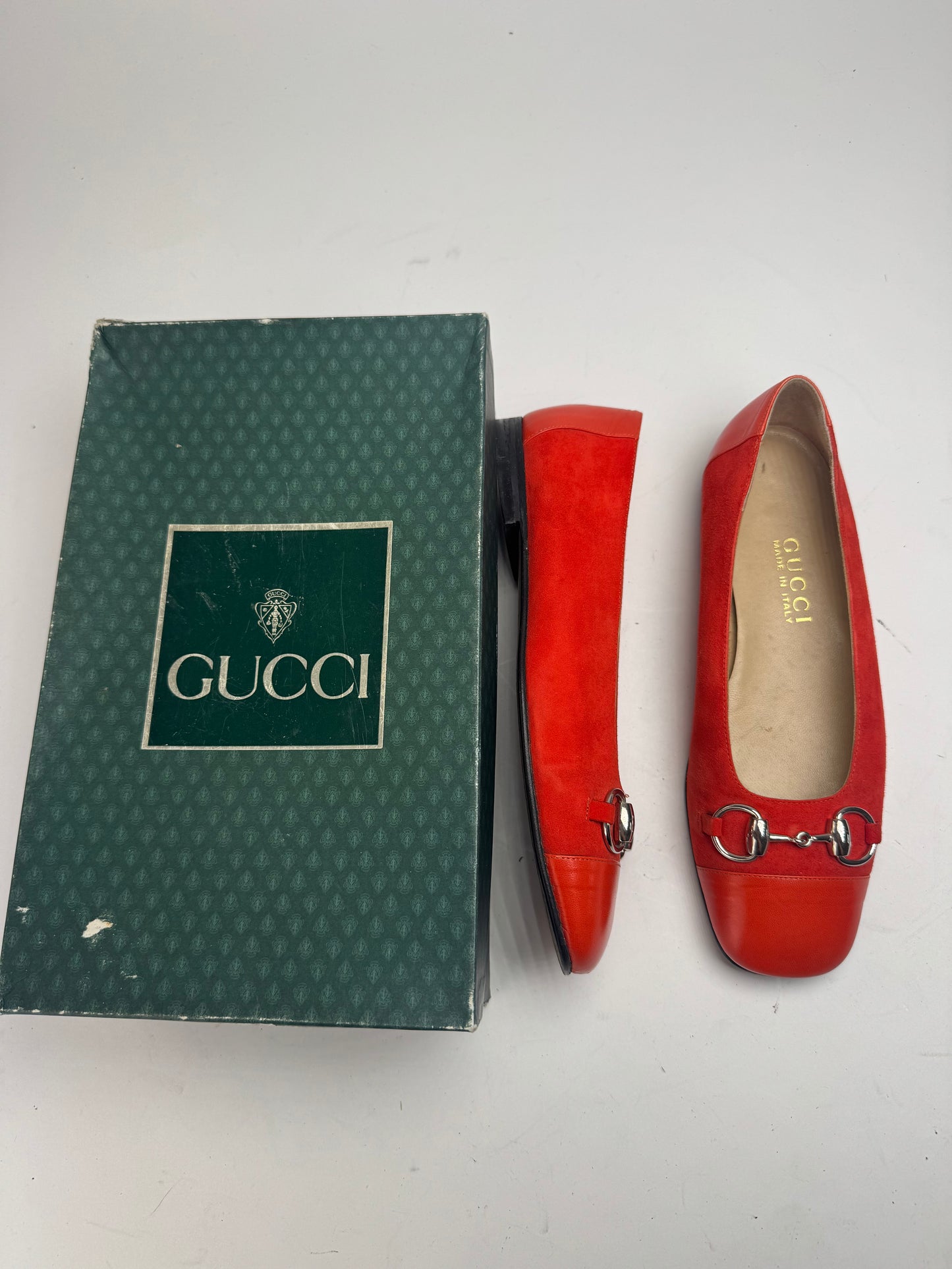 Vintage Gucci Suede Patent Leather Ballerina / Loafer Red EU37