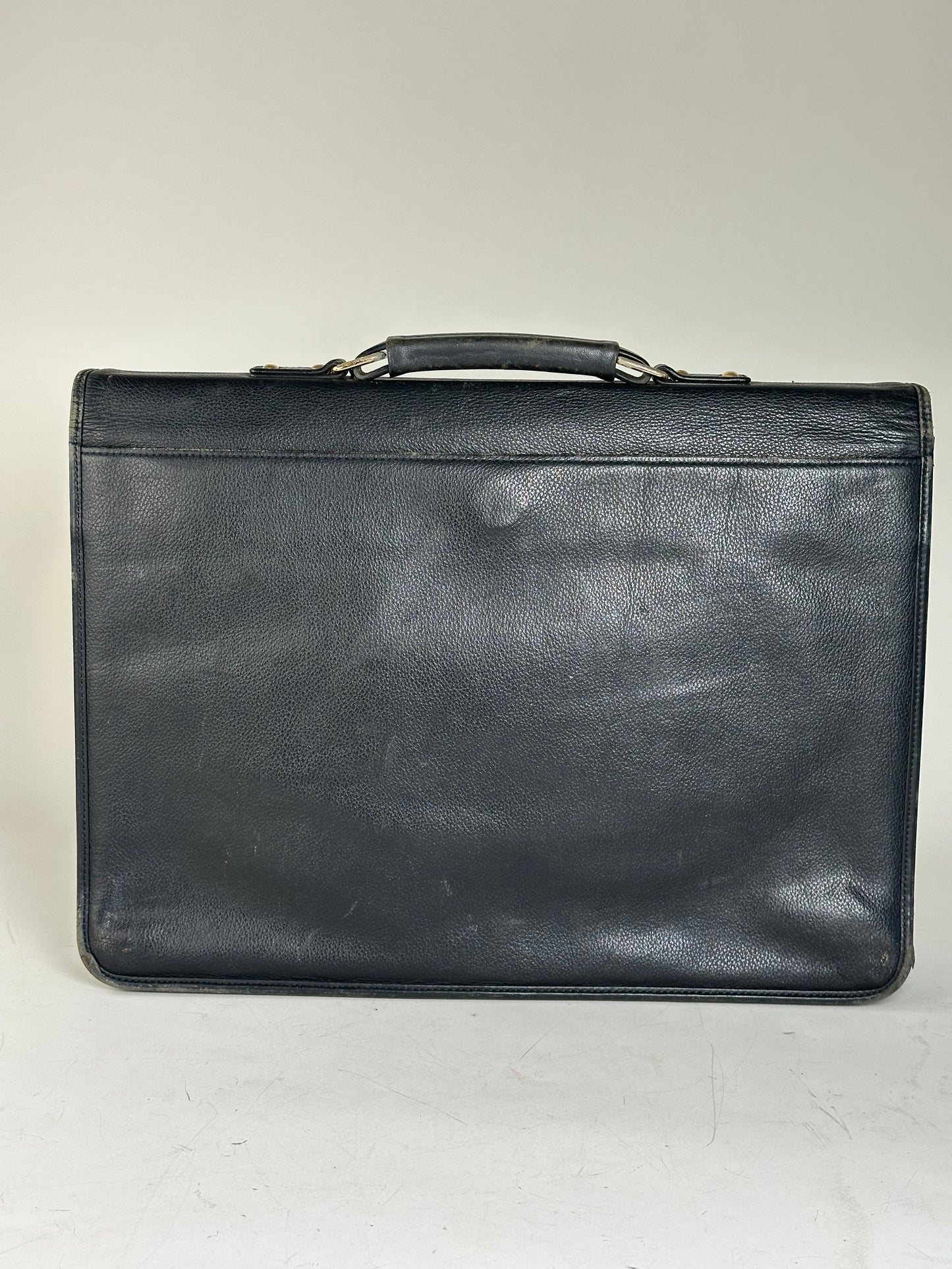 Vintage Givenchy Structured Leather Briefcase Black Gold