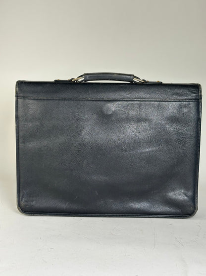 Vintage Givenchy Structured Leather Briefcase Black Gold