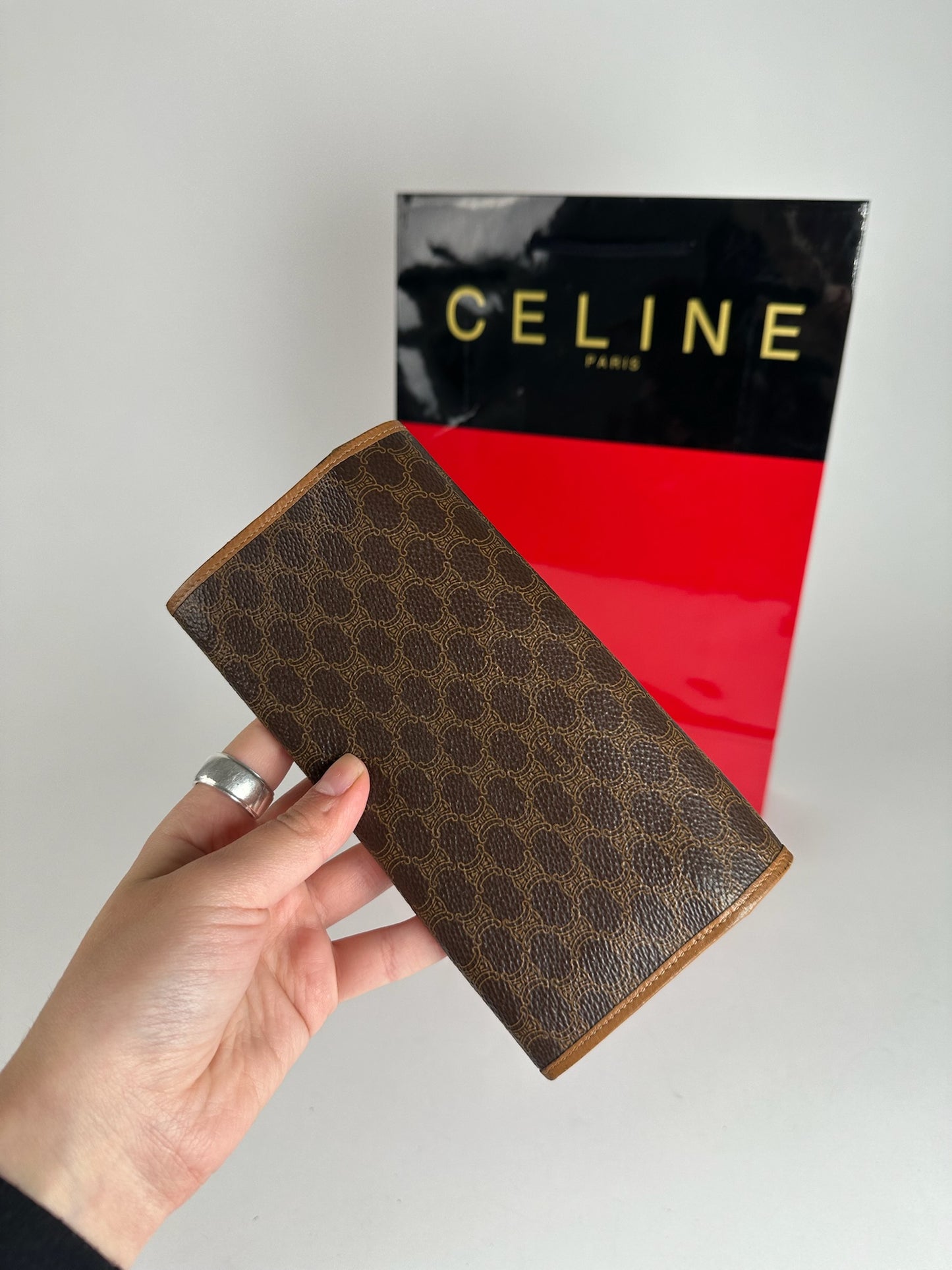 Vintage Celine Paris Leather monogram Wallet Brown