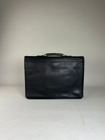 Vintage Givenchy Structured Leather Briefcase Black Gold