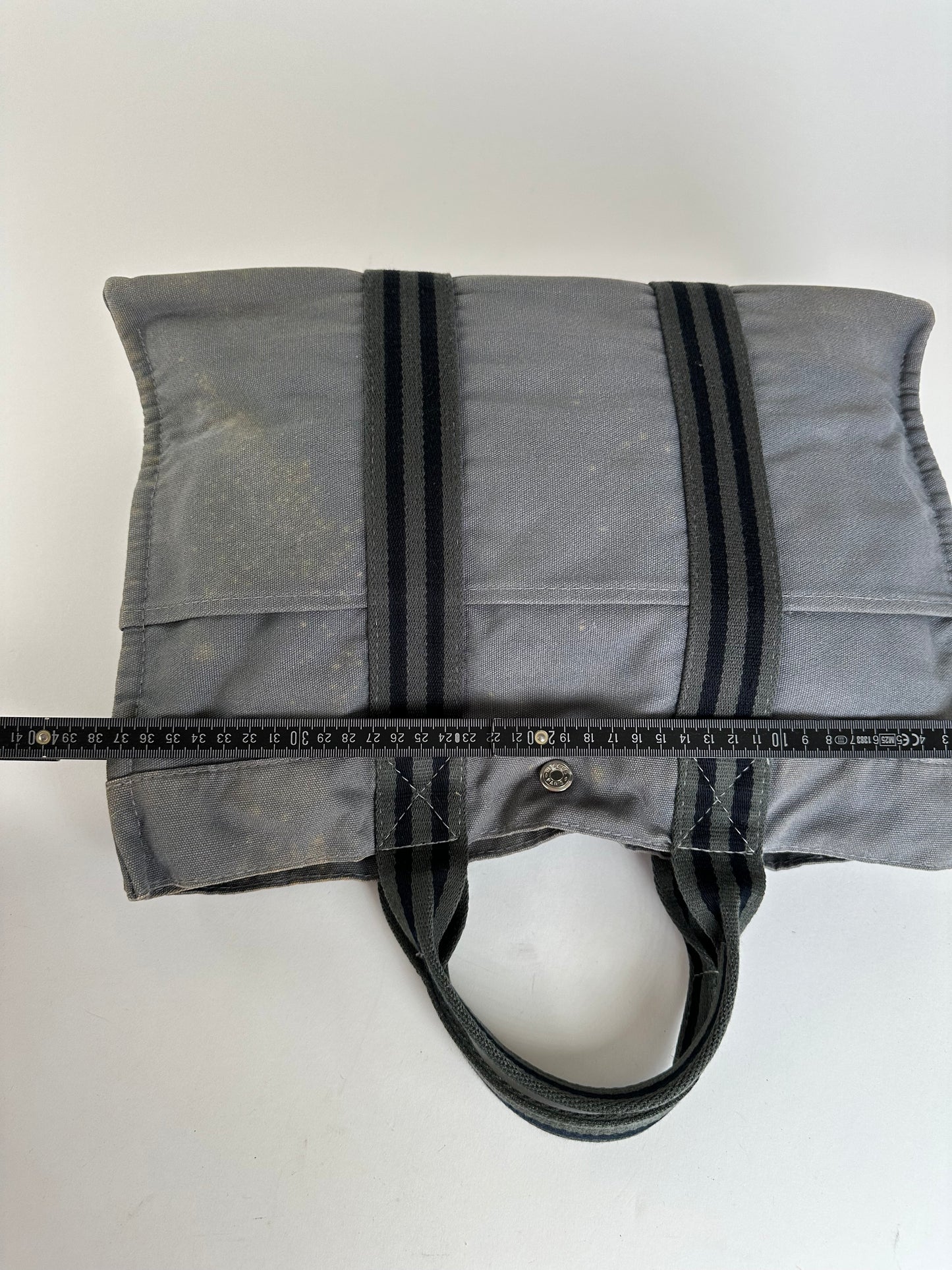 Vintage HERMÈS Canvas Tote Bag Grey