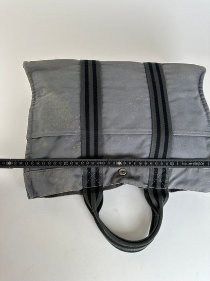 Vintage HERMÈS Canvas Tote Bag Grey
