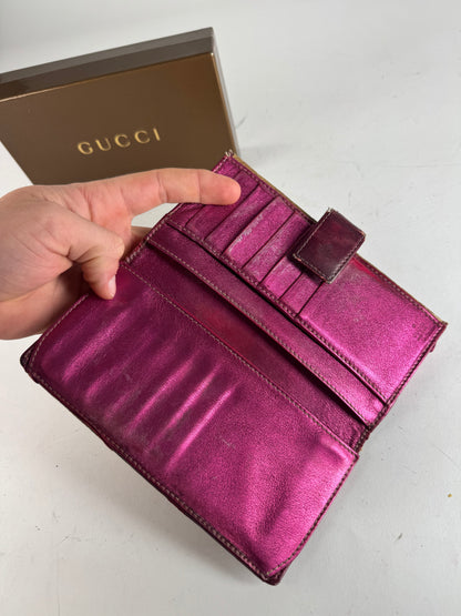 Vintage Gucci Monogram Wallet Beige Purple