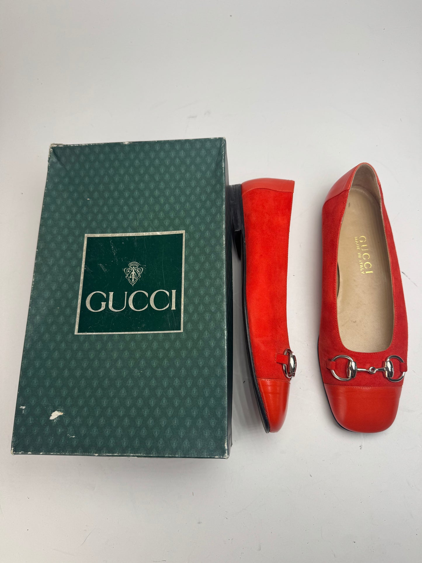 Vintage Gucci Suede Patent Leather Ballerina / Loafer Red EU37