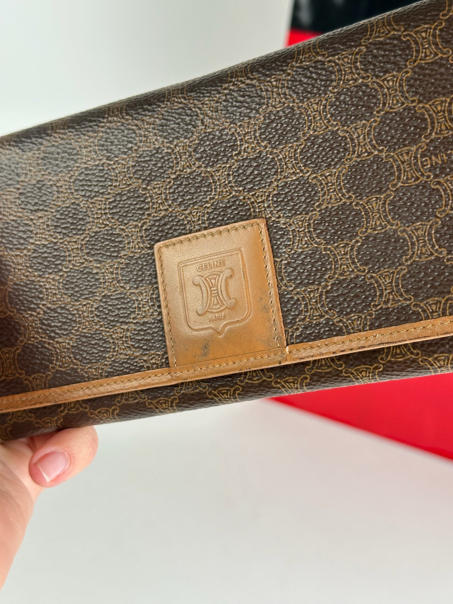 Vintage Celine Paris Leather monogram Wallet Brown