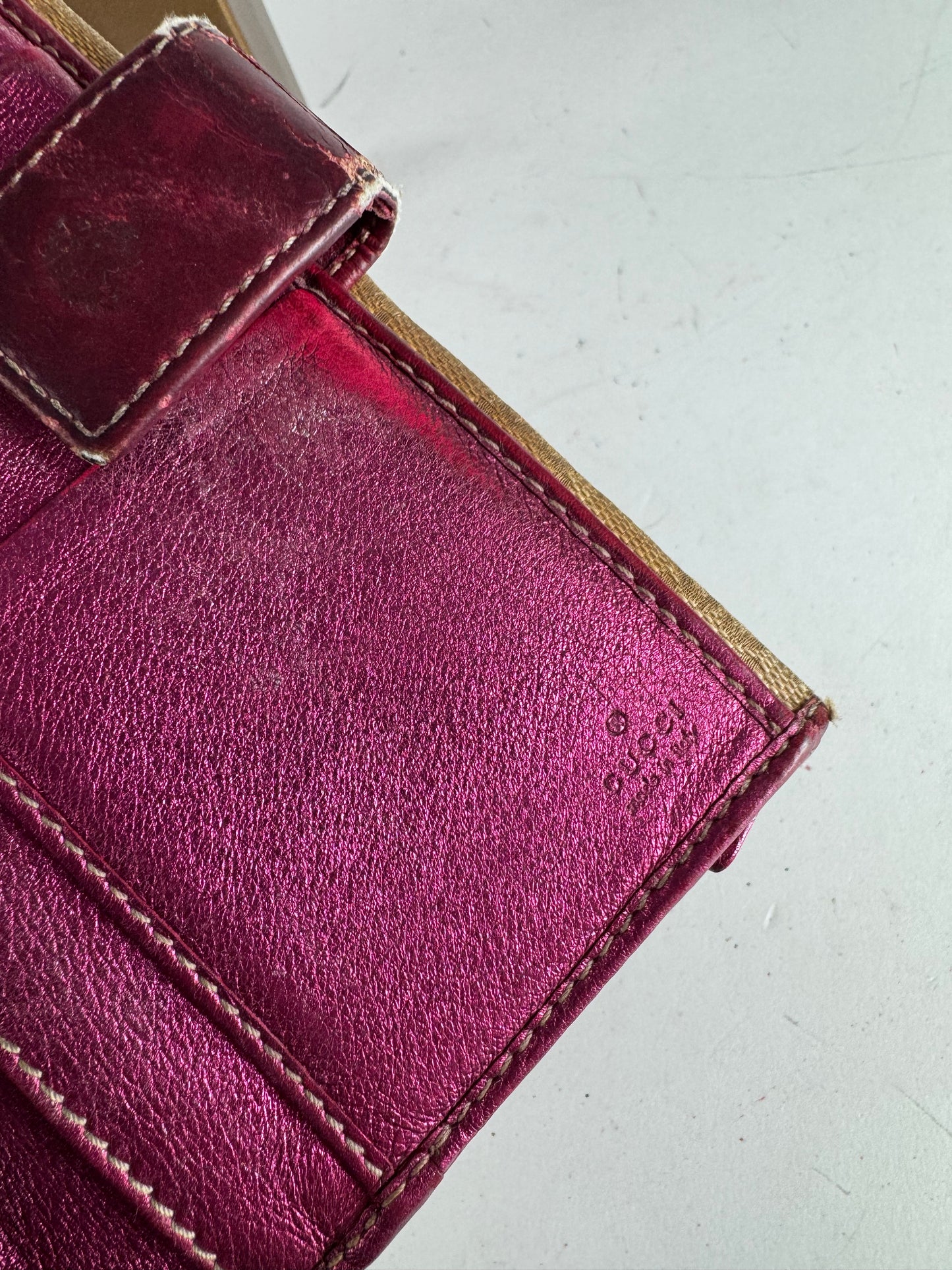 Vintage Gucci Monogram Wallet Beige Purple