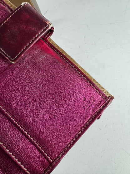 Vintage Gucci Monogram Wallet Beige Purple