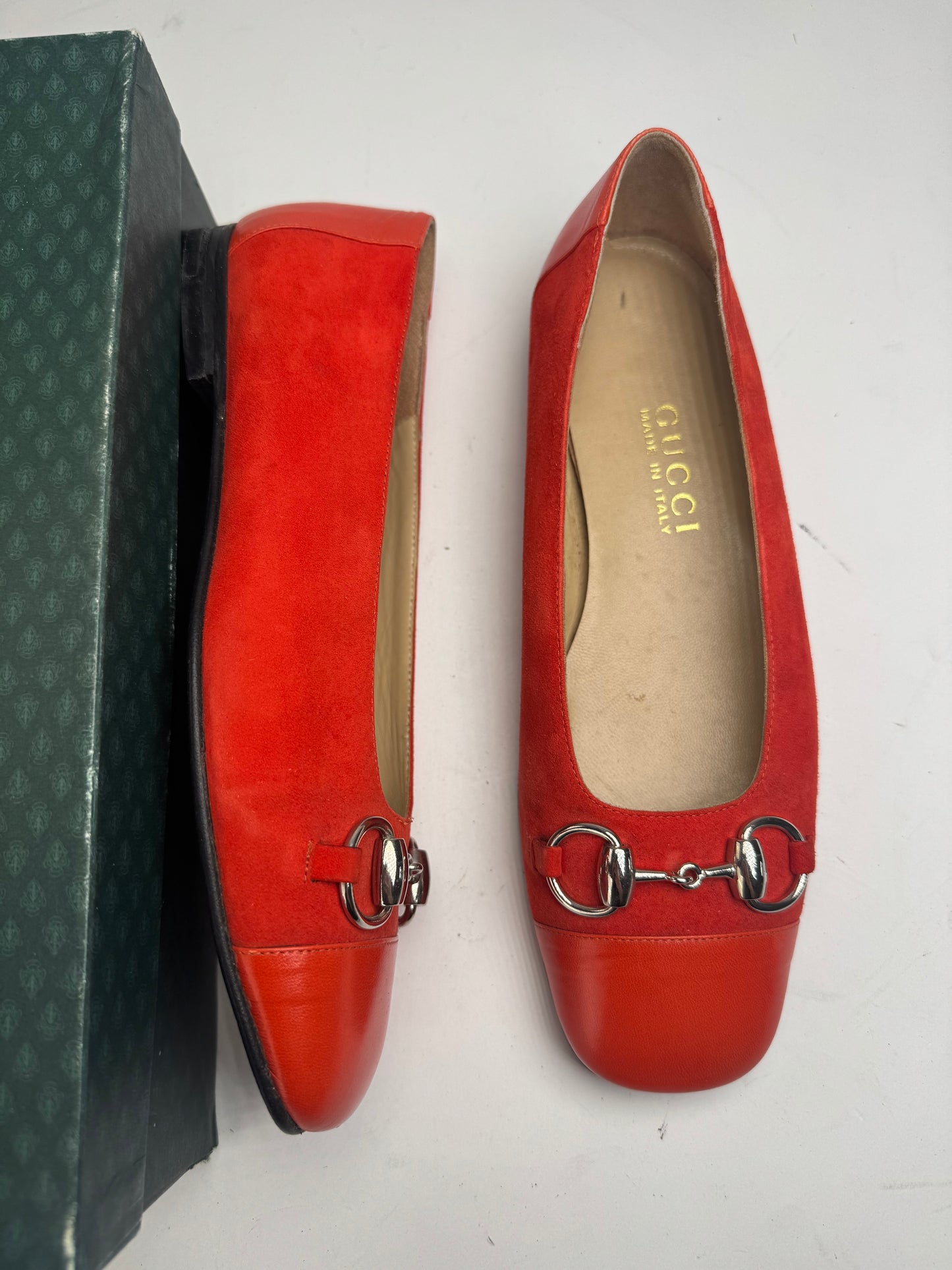 Vintage Gucci Suede Patent Leather Ballerina / Loafer Red EU37